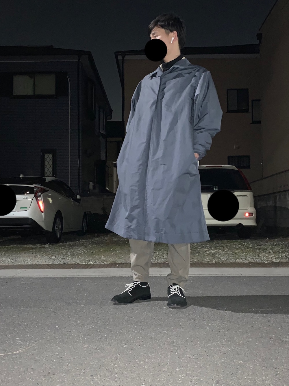 「SHINYA KOZUKA、nest robe、CONFECT、bukht、Hender Scheme、westoveralls、コート、トロパンツ、革靴、レイヤードstyle」｜「nest Robeのタートルネック（Tシャツ/カットソー、ブラック系）」を使った、G  O  S  U  K  E  ™️さん（メンズ・163cm）の冬コーディネートの1枚目の写真