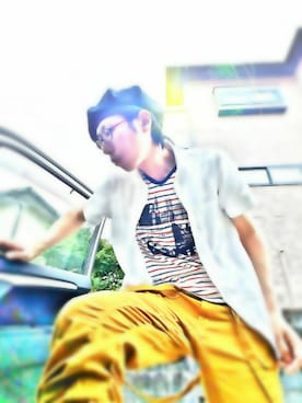 「PPFM（ピーピーエフエム）のアイテム（パンツ）」を使った、THE MAD HATTERさん（メンズ・180cm）の夏コーディネート