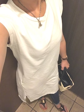 「Ungrid（アングリッド）のインディゴフレイドヘムストスリ（デニムパンツ）」を使った、MIKA.Fさん（レディース・155cm）の夏コーディネート