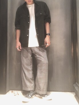 「UNION STATION（ユニオンステーション）のビッグシルエットコーデュロイシャツ（シャツ/ブラウス）」を使った、隼さん（メンズ・160cm）の秋コーディネート