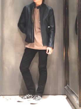 「UNION STATION（ユニオンステーション）のアイテム（その他パンツ）」を使った、隼さん（メンズ・160cm）の冬コーディネート