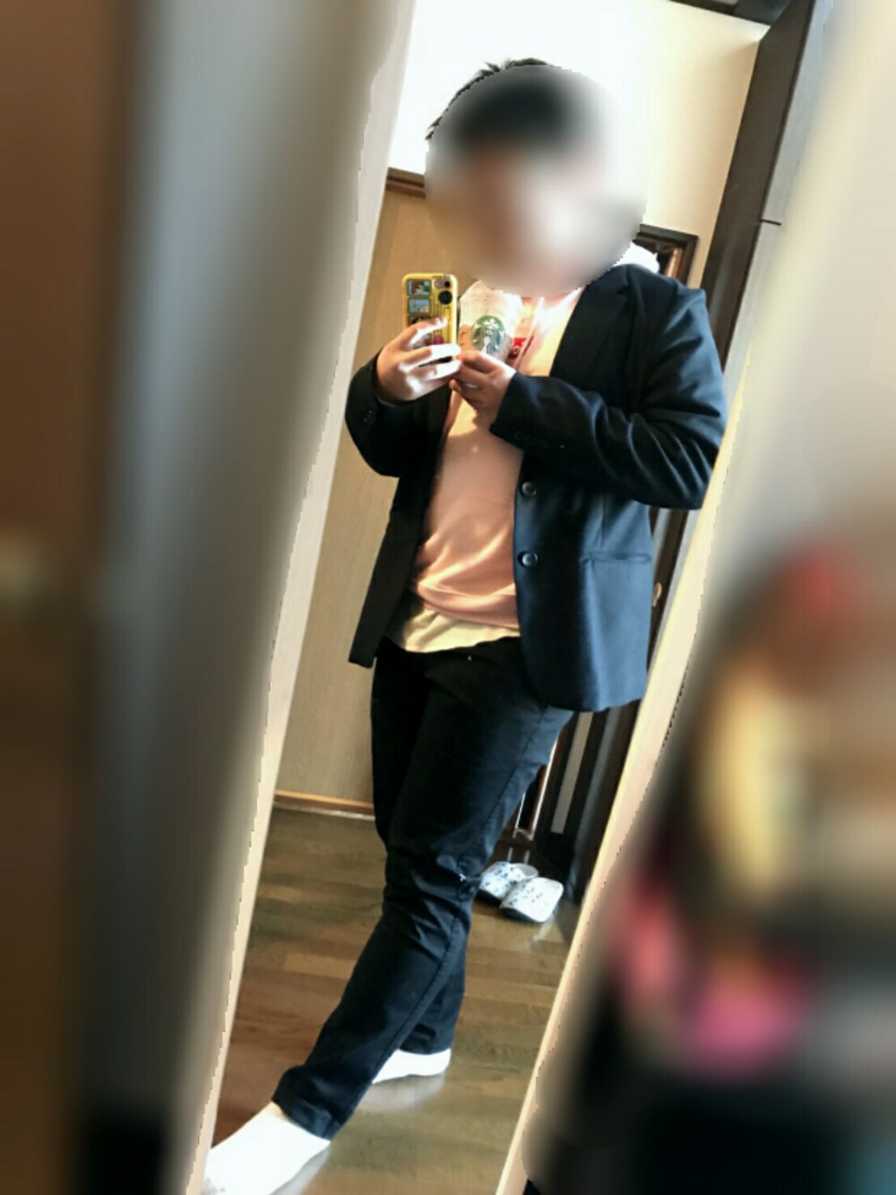 「春コーデ、テーラードジャケット、オトナカジュアル、プチプラ、スキニーパンツ、WEGO、痩せたい、～だっていいじゃんか。」｜「GUの（GU）ストレッチスリムフィットチノＡ（パンツ、ブラック系）」を使った、yusei♪さん（メンズ・169cm）の冬コーディネートの1枚目の写真