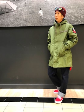 「ワッペン」｜「アイテム（モッズコート）」を使った、Daiki habaさん（メンズ・165cm）の冬コーディネート
