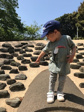 「OLD NAVY（オールドネイビー）のアイテム（キャップ）」を使った、HIROさん（キッズ・80cm）の春コーディネート