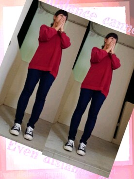 「UNIQLO（ユニクロ）のアイテム（デニムパンツ、ブラック系）」を使った、E-R!さん（レディース・162cm）の秋コーディネート