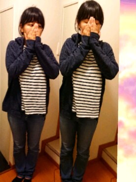 「HEART MARKET（ハートマーケット）のアイテム（Tシャツ/カットソー、ホワイト系）」を使った、E-R!さん（レディース・162cm）の秋コーディネート