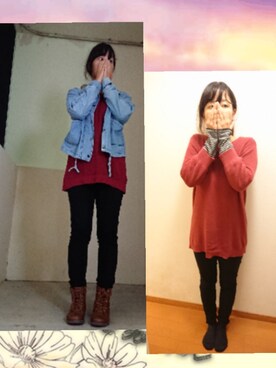 「古着屋のアイテム（その他、ブルー系）」を使った、E-R!さん（レディース・162cm）の冬コーディネート