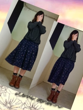 「しまむら（シマムラ）のアイテム（ブーツ、ブラウン系）」を使った、E-R!さん（レディース・162cm）の冬コーディネート