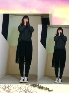 「しまむら（シマムラ）のアイテム（ニット/セーター、グレー系）」を使った、E-R!さん（レディース・162cm）の冬コーディネート