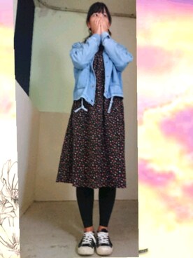 「古着屋のアイテム（その他、ブルー系）」を使った、E-R!さん（レディース・162cm）の冬コーディネート