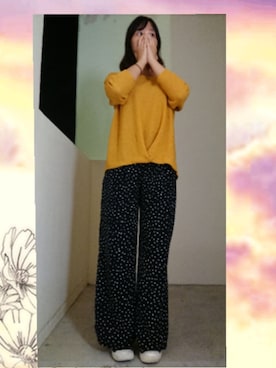 「しまむら（シマムラ）のアイテム（ニット/セーター、イエロー系）」を使った、E-R!さん（レディース・162cm）の冬コーディネート