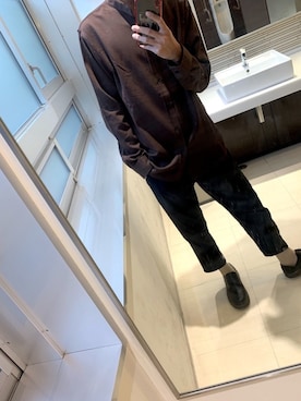 「ブラウン×ブラック」｜Muさん（メンズ・177cm）の秋コーディネート