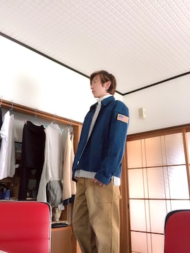 「FRUIT OF THE LOOM（フルーツオブザルーム）のアイテム（ジャケット/アウター）」を使った、けんすけさん（メンズ・165cm）の春コーディネート