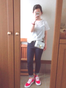 「hummel（ヒュンメル）のアイテム（スニーカー）」を使った、erikaさん（レディース・152cm）の春コーディネート