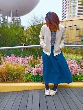 「アイテム（モカシン/デッキシューズ）」を使った、Hamaguchiさん（レディース・146cm）の春コーディネート