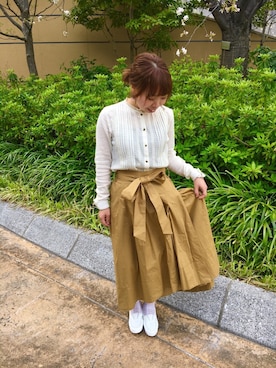 「アイテム（モカシン/デッキシューズ）」を使った、Hamaguchiさん（レディース・146cm）の春コーディネート