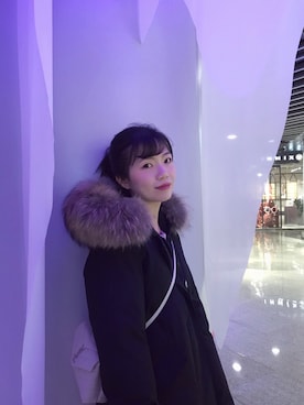 「WOOLRICH（ウールリッチ）のアイテム（ダウンジャケット/コート）」を使った、QQianxxさん（レディース・160cm）の冬コーディネート