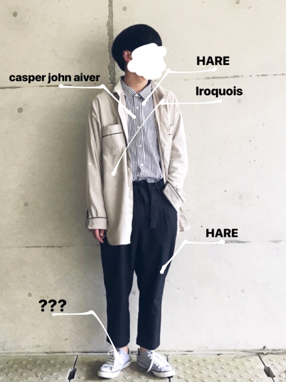 ホワイト系のシャツ/ブラウス、ホワイト系のシャツ/ブラウス、ブラック系のその他パンツを着用したメンズの春コーディネートの1枚目の写真