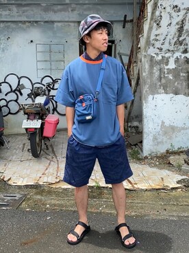 「plain-me（プレインミー）のアイテム（ショルダーバッグ）」を使った、W3110 さん（メンズ・170cm）の夏コーディネート