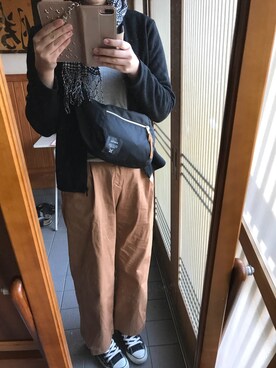 「無印良品（ムジルシリョウヒン）のアイテム（ノーカラージャケット）」を使った、ゆんさん（レディース・167cm）の秋コーディネート