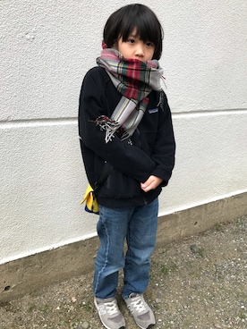 「patagonia（パタゴニア）のアイテム（その他アウター、ブラック系）」を使った、haruhiko.toukoさん（キッズ）の冬コーディネート