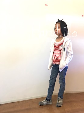 「POLO RALPH LAUREN（ポロ ラルフ ローレン）のアイテム（パーカー、ホワイト系）」を使った、haruhiko.toukoさん（キッズ）の春コーディネート