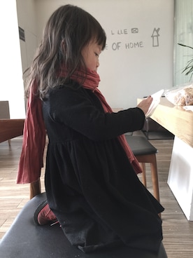 「自创品牌のアイテム（ワンピース、ブラック系）」を使った、Aimiさん（レディース）の冬コーディネート