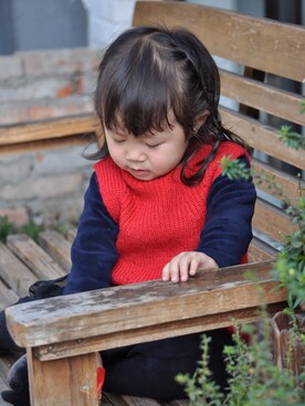 「poyotaのアイテム（ニット/セーター、レッド系）」を使った、Aimiさん（レディース）の冬コーディネート