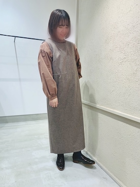 「chambre de charme（シャンブルドゥシャーム）のアイテム（ジャンパースカート）」を使った、かなさん（レディース・155cm）の冬コーディネート