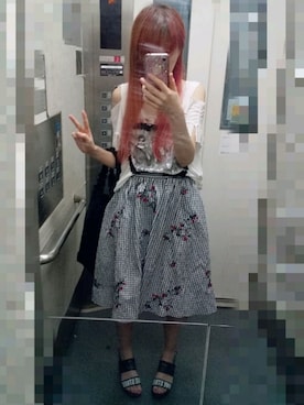 「膝下スカート」｜†りりにゃん†さん（レディース・159cm）の夏コーディネート