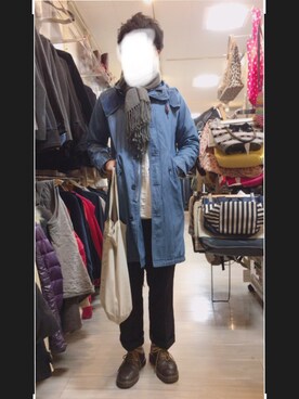 「雨」｜「アイテム（デニムジャケット）」を使った、けーい。さん（メンズ・176cm）の冬コーディネート