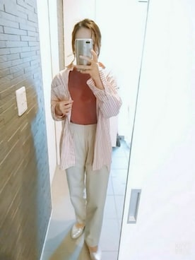 「GU（ジーユー）のエアリーセパレートエスパドリーユ（スリッポン、シルバー系）」を使った、kazuさん（レディース・158cm）の春コーディネート