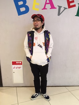 「アイテム（ダウンベスト、その他）」を使った、maeyamaさん（メンズ・170cm）の冬コーディネート