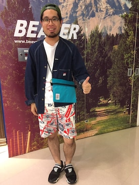 「MANASTASH（マナスタッシュ）のアイテム（スニーカー）」を使った、maeyamaさん（メンズ・170cm）の夏コーディネート