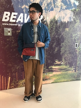 「MANASTASH（マナスタッシュ）のアイテム（バッグ）」を使った、maeyamaさん（メンズ・170cm）の夏コーディネート