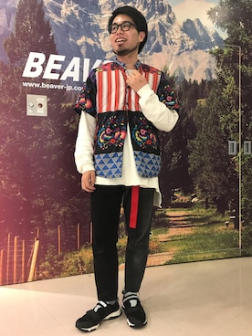 「MANASTASH（マナスタッシュ）のアイテム（スニーカー）」を使った、maeyamaさん（メンズ・170cm）の秋コーディネート