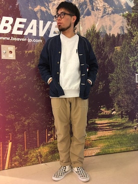 「and wander（アンドワンダー）のアイテム（パンツ）」を使った、maeyamaさん（メンズ・170cm）の冬コーディネート