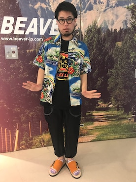 「AlexanderLeeChang（アレキサンダーリーチャン）のアイテム（トップス）」を使った、maeyamaさん（メンズ・170cm）の春コーディネート