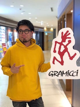 「Gramicci（グラミチ）のアイテム（パーカー）」を使った、maeyamaさん（メンズ・170cm）の夏コーディネート
