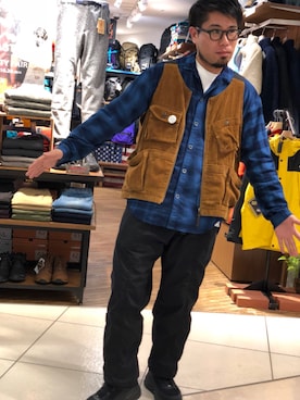 「MANASTASH（マナスタッシュ）のアイテム（ベスト）」を使った、maeyamaさん（メンズ・170cm）の秋コーディネート