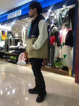 「MANASTASH（マナスタッシュ）のアイテム（ジャケット/アウター）」を使った、maeyamaさん（メンズ・170cm）の冬コーディネート