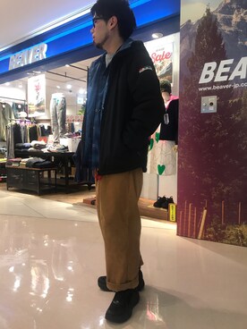 「MANASTASH（マナスタッシュ）のアイテム（ジャケット/アウター）」を使った、maeyamaさん（メンズ・170cm）の冬コーディネート