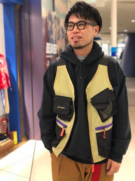 「MANASTASH（マナスタッシュ）のアイテム（ベスト）」を使った、maeyamaさん（メンズ・170cm）の冬コーディネート