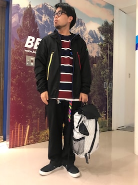 「and wander（アンドワンダー）のアイテム（バッグ）」を使った、maeyamaさん（メンズ・170cm）の夏コーディネート