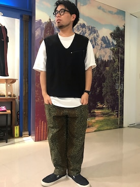 「MANASTASH（マナスタッシュ）のアイテム（ベスト）」を使った、maeyamaさん（メンズ・170cm）の夏コーディネート