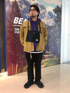 「MANASTASH（マナスタッシュ）のアイテム（パーカー）」を使った、maeyamaさん（メンズ・170cm）の秋コーディネート