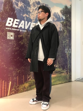 「LOS ANGELES APPAREL（ロサンゼルスアパレル）のアイテム（パーカー）」を使った、maeyamaさん（メンズ・170cm）の春コーディネート