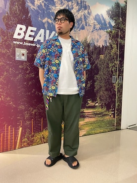 「アロハシャツ」｜maeyamaさん（メンズ・170cm）の夏コーディネート