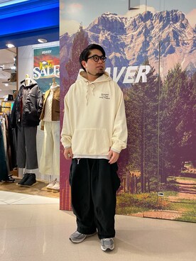「MANASTASH（マナスタッシュ）のアイテム（パーカー）」を使った、maeyamaさん（メンズ・170cm）の冬コーディネート