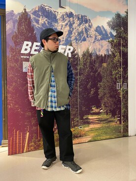 「ABU GARCIA（アブ・ガルシア）のアイテム（ベスト）」を使った、maeyamaさん（メンズ・170cm）の冬コーディネート